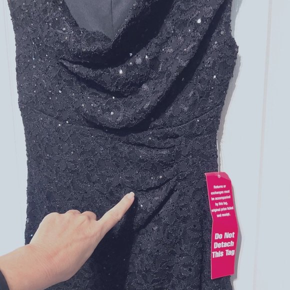 Connected Apparel Sequin-Lace-NWT-Lined Perfect "Little Black Dress"-Size 6 - Picture 7 of 14